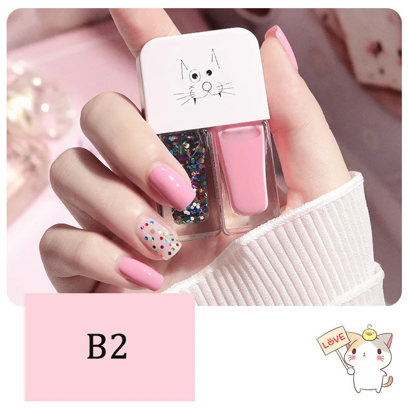 New 2 In 1 Candy Color Nail Polish Manicure Water-based Bright Scrub No Bake No Peeling Quick Dry Waterproof Lasting Nail Polish