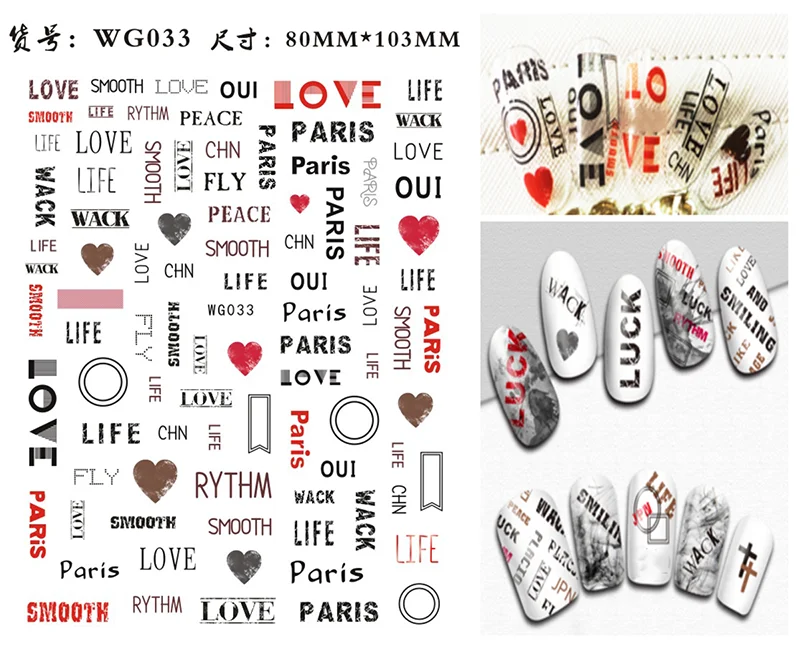 Nail Art Stickers Alphabet Sticker Letter Stickers Transfers Black Old English Font Letter Goth Gothic Nail Sticker Decoration