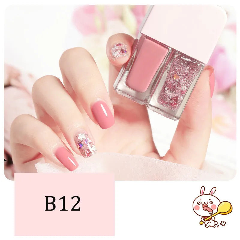 New 2 In 1 Candy Color Nail Polish Manicure Water-based Bright Scrub No Bake No Peeling Quick Dry Waterproof Lasting Nail Polish