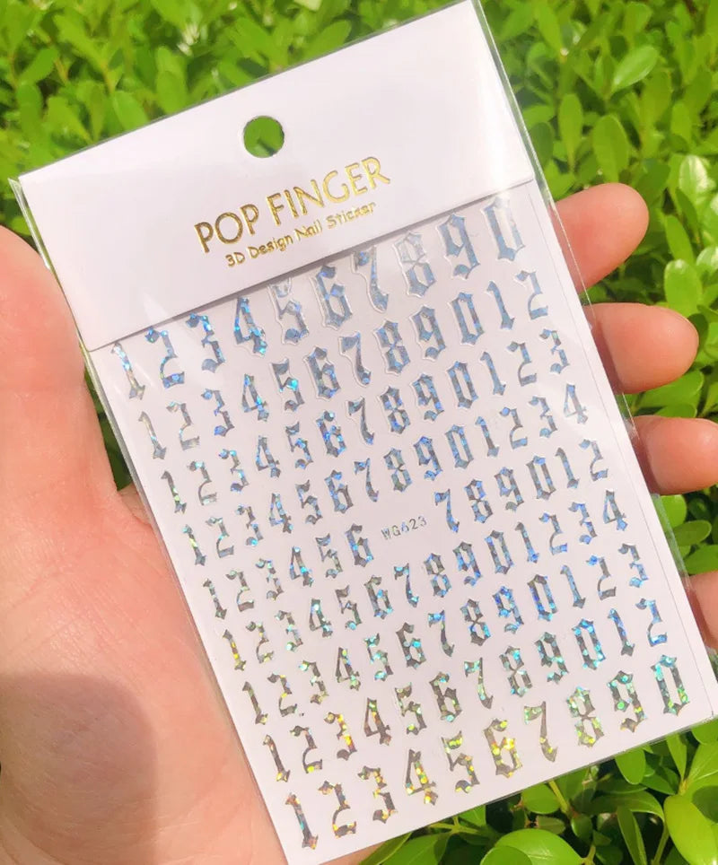 Nail Art Stickers Alphabet Sticker Letter Stickers Transfers Black Old English Font Letter Goth Gothic Nail Sticker Decoration