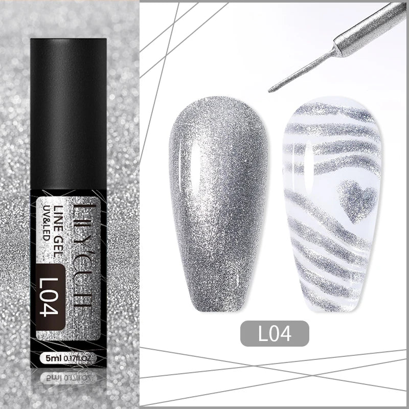 LILYCUTE 5ml Super Bright Metallic Painting Liner Gel Nail Polish UV LED Painting Gel Nail Art Drawing Stripe Pull Line UV Gel