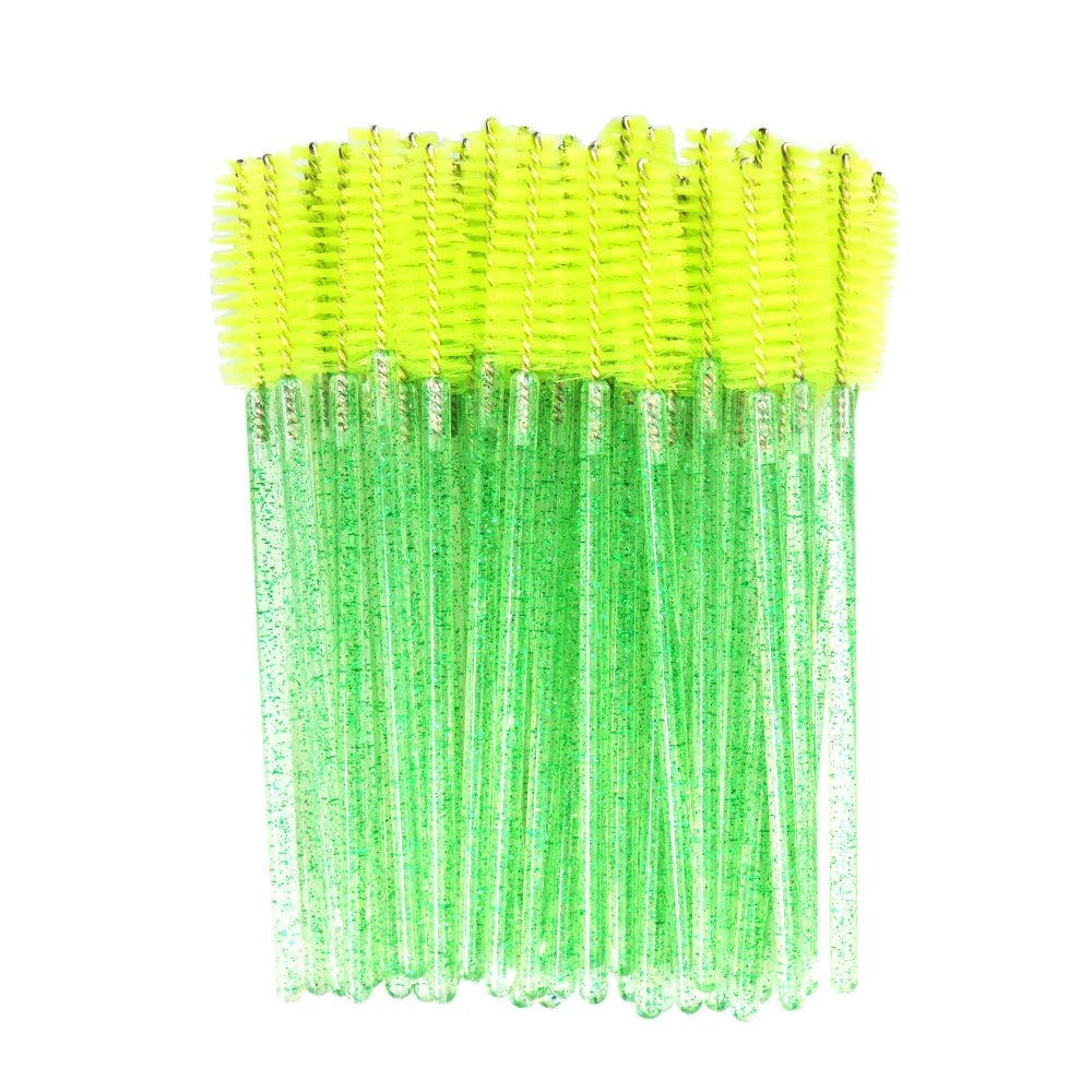 QSTY eyelash brush makeup brushes 50pcs individual disposable mascara applicator comb wand lash makeup brushes tools 6 colors
