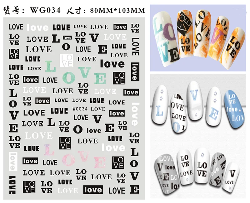 Nail Art Stickers Alphabet Sticker Letter Stickers Transfers Black Old English Font Letter Goth Gothic Nail Sticker Decoration