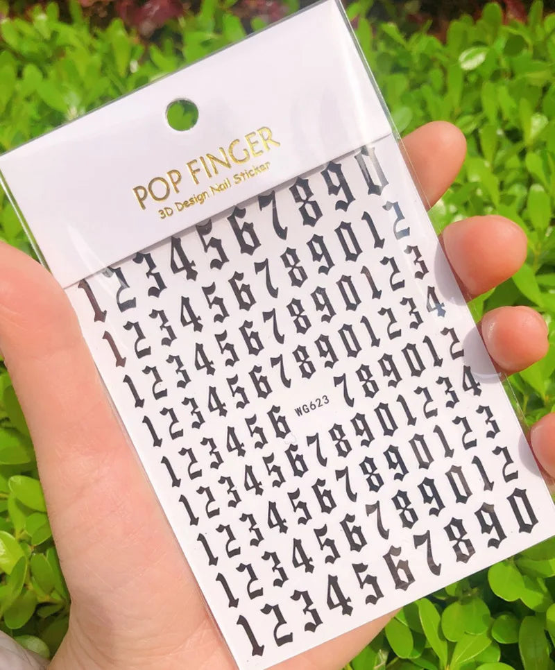 Nail Art Stickers Alphabet Sticker Letter Stickers Transfers Black Old English Font Letter Goth Gothic Nail Sticker Decoration