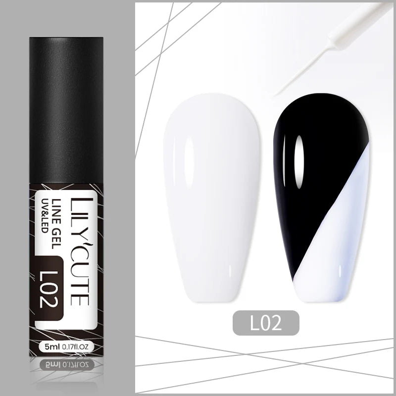 LILYCUTE 5ml Super Bright Metallic Painting Liner Gel Nail Polish UV LED Painting Gel Nail Art Drawing Stripe Pull Line UV Gel