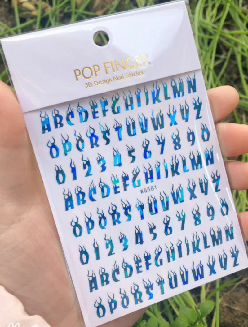 Nail Art Stickers Alphabet Sticker Letter Stickers Transfers Black Old English Font Letter Goth Gothic Nail Sticker Decoration