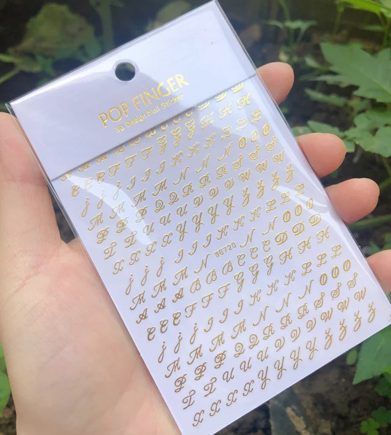Nail Art Stickers Alphabet Sticker Letter Stickers Transfers Black Old English Font Letter Goth Gothic Nail Sticker Decoration