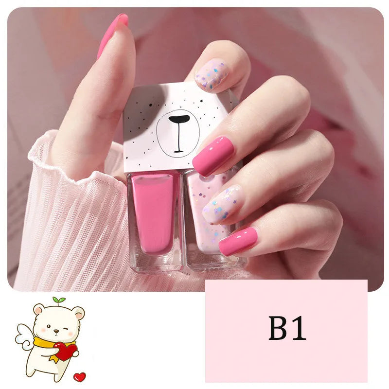 New 2 In 1 Candy Color Nail Polish Manicure Water-based Bright Scrub No Bake No Peeling Quick Dry Waterproof Lasting Nail Polish