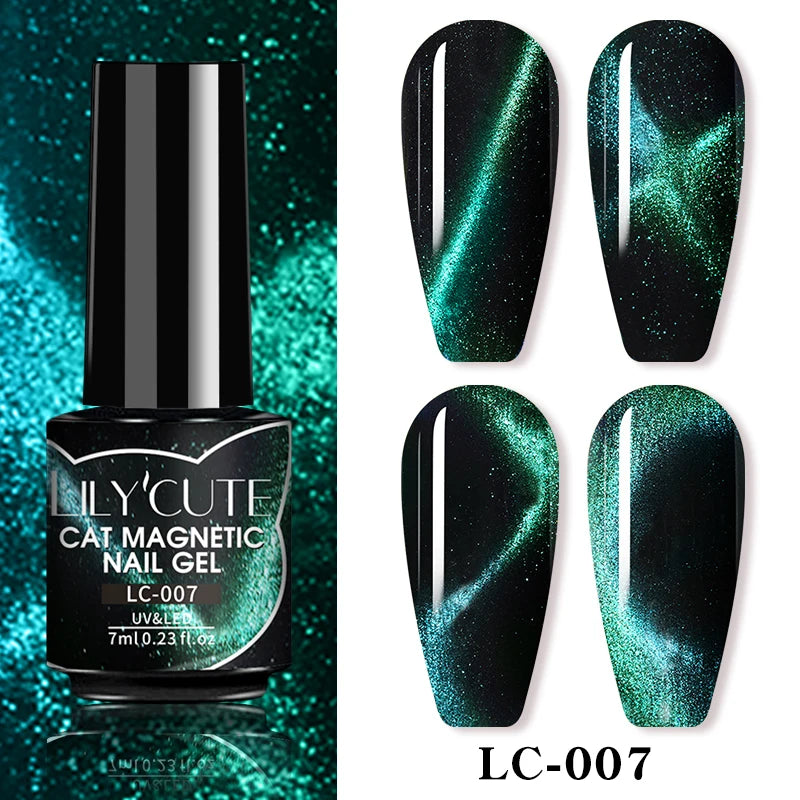 LILYCUTE 7ml Fruit Grape Purple Cat Magnetic Gel Nail Polish Vernis Semi Permanent Soak Off Colorful Gel Polish Nails Supplies