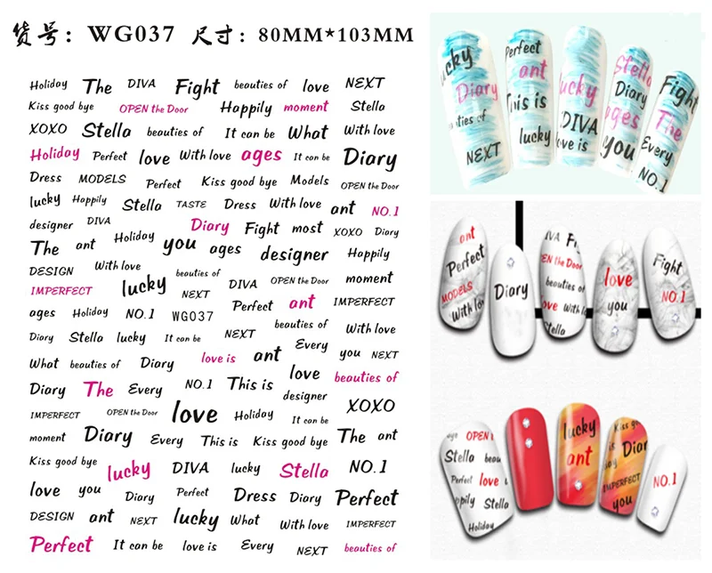 Nail Art Stickers Alphabet Sticker Letter Stickers Transfers Black Old English Font Letter Goth Gothic Nail Sticker Decoration