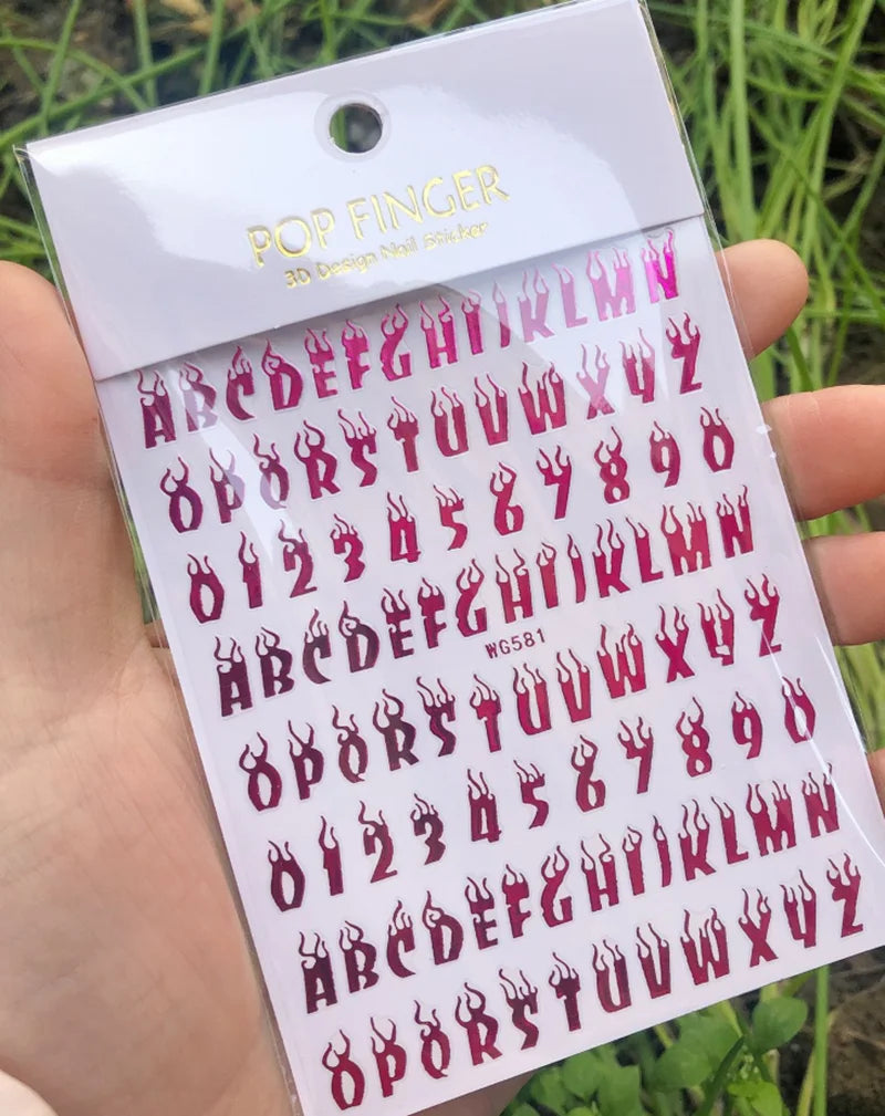 Nail Art Stickers Alphabet Sticker Letter Stickers Transfers Black Old English Font Letter Goth Gothic Nail Sticker Decoration