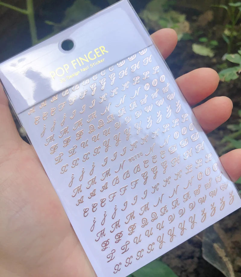 Nail Art Stickers Alphabet Sticker Letter Stickers Transfers Black Old English Font Letter Goth Gothic Nail Sticker Decoration