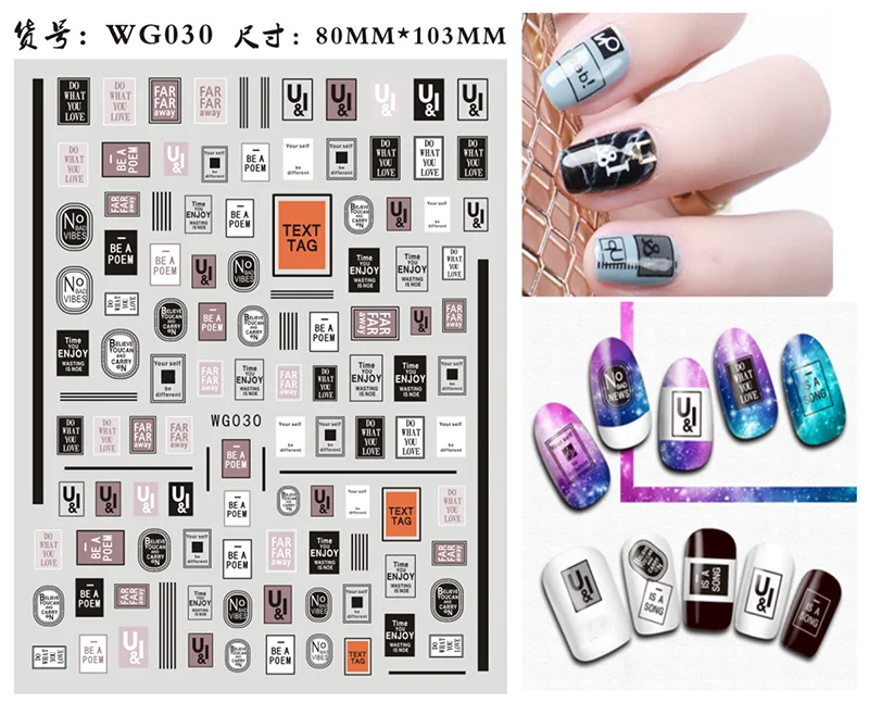 Nail Art Stickers Alphabet Sticker Letter Stickers Transfers Black Old English Font Letter Goth Gothic Nail Sticker Decoration