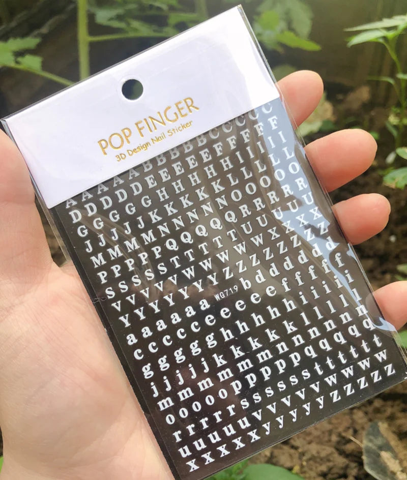 Nail Art Stickers Alphabet Sticker Letter Stickers Transfers Black Old English Font Letter Goth Gothic Nail Sticker Decoration