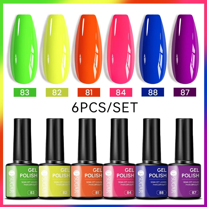 UR SUGAR 7ml All Season Gel Nail Polish Set Nude Pink Red Glitter Semi Permanent UV Gel Kits All For Manicure Soak Off Vernis