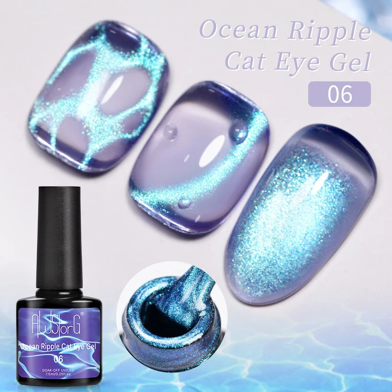 AWStorG 7.5ml Golden Gradient Cat Eye Nail Polish Gel Phototherapeutic Gel Soak Off Nail Magnetic Gel Polish Nail Art DlY