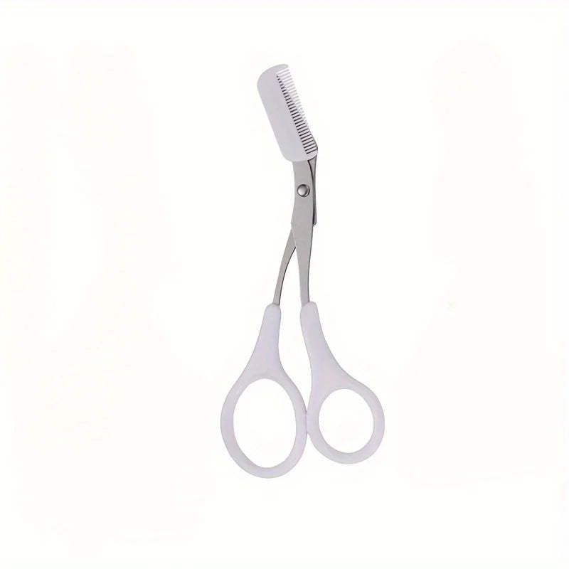 1Pcs/2Pcs/3Pcs Crescent Moon Eyebrow Trimmer Set, Stainless Steel Curved Eyebrow Razor Eyebrow Scissors With Comb