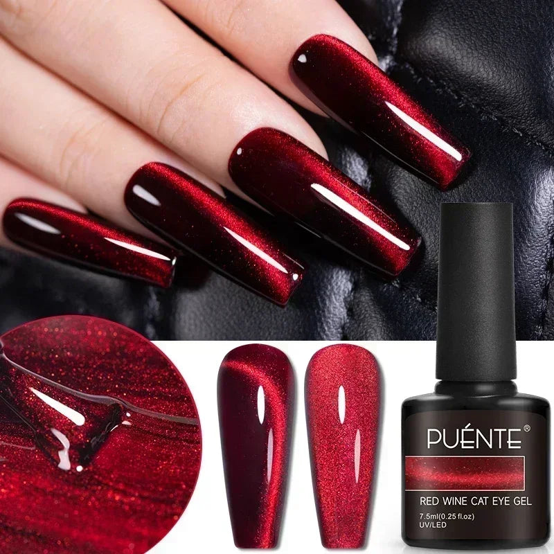 PUENTE Fruit Series Cat Magnetic Gel Nail Polish Summer Green Purple Pink Cat Eye Nail Gel Soak Off UV Semi-Permanent Varnish