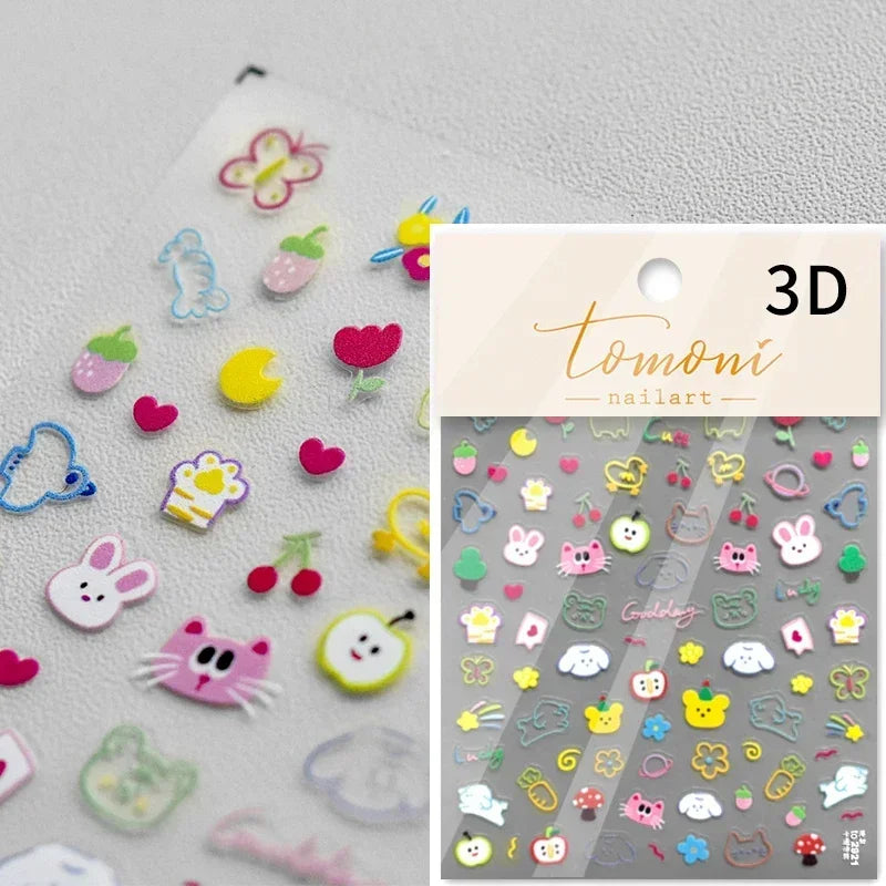 Cute Cat Eye Fishbone Animals Leopard Cat Ginger Cat Kitten Exclamation Point Paw Self Adhesive Nail Art Sticker Manicure Decals