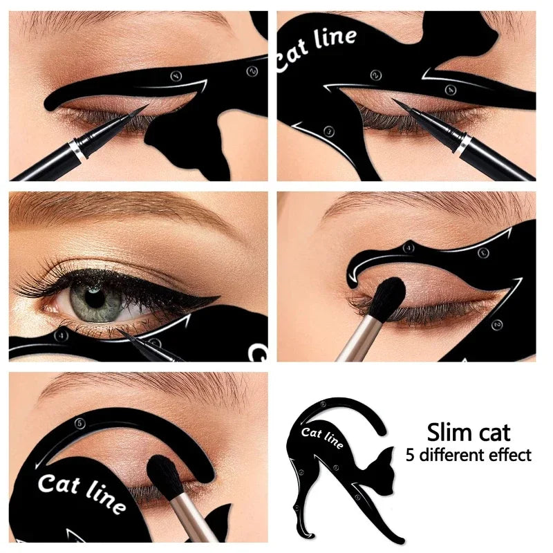 Cat Line Eyeliners Stencils Model Easy To Make Up Stencils Whale Eye Template Shapers Eyeliner Card Women Eye Makeup Beauty Tool