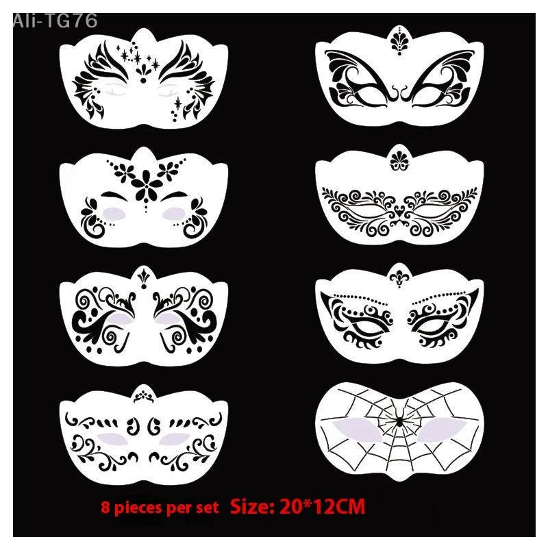 Professional Face Paint Stencils for Body Art Reusable Templates Easy to Use for Adults And Kids Party Makeup Tools