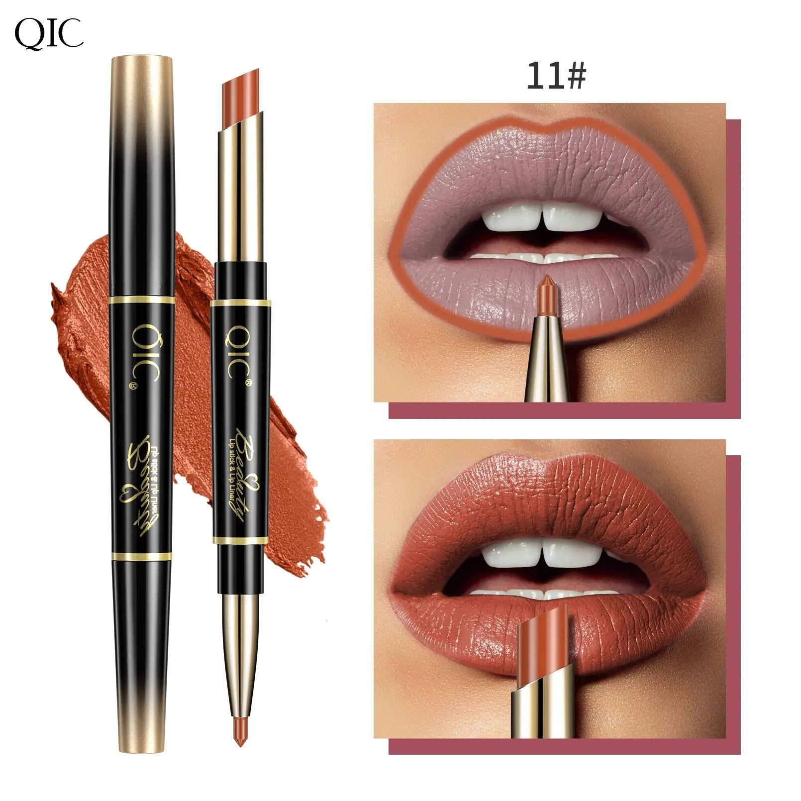 2 IN 1 Lip Liner Waterproof Nude Matte Lipstick Pencil Sexy Red Long Lasting Double Ended Lipliner Makeup Cosmetics For Women