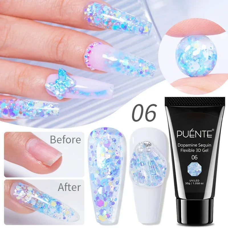PUENTE 5ml Metallic Painting Liner Gel Polish Bright Mirror Effect Semi-Permanent UV Nail Varnish For Stunning French Nail Art