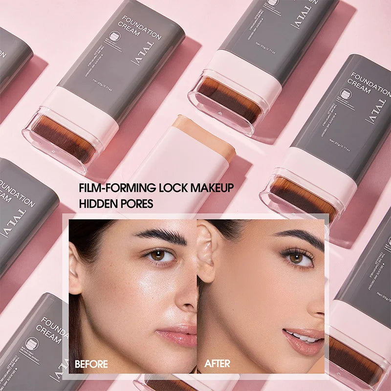 TVLV Concealing Foundation Stick with Built-In Brush - Waterproof