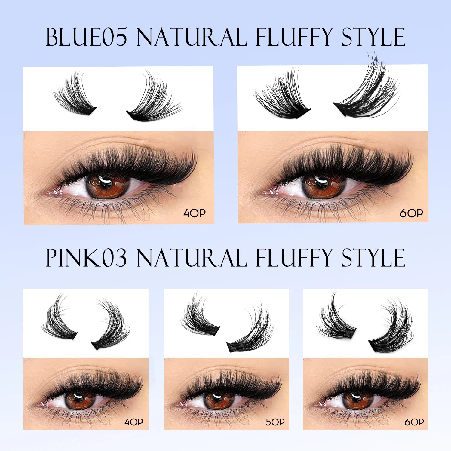 GROINNEYA Fluffy Thick DIY Eyelashes Cluster D/DD Curl Wispy Individual lashes Mix Eyelash Extensions False Eyelashes Extension