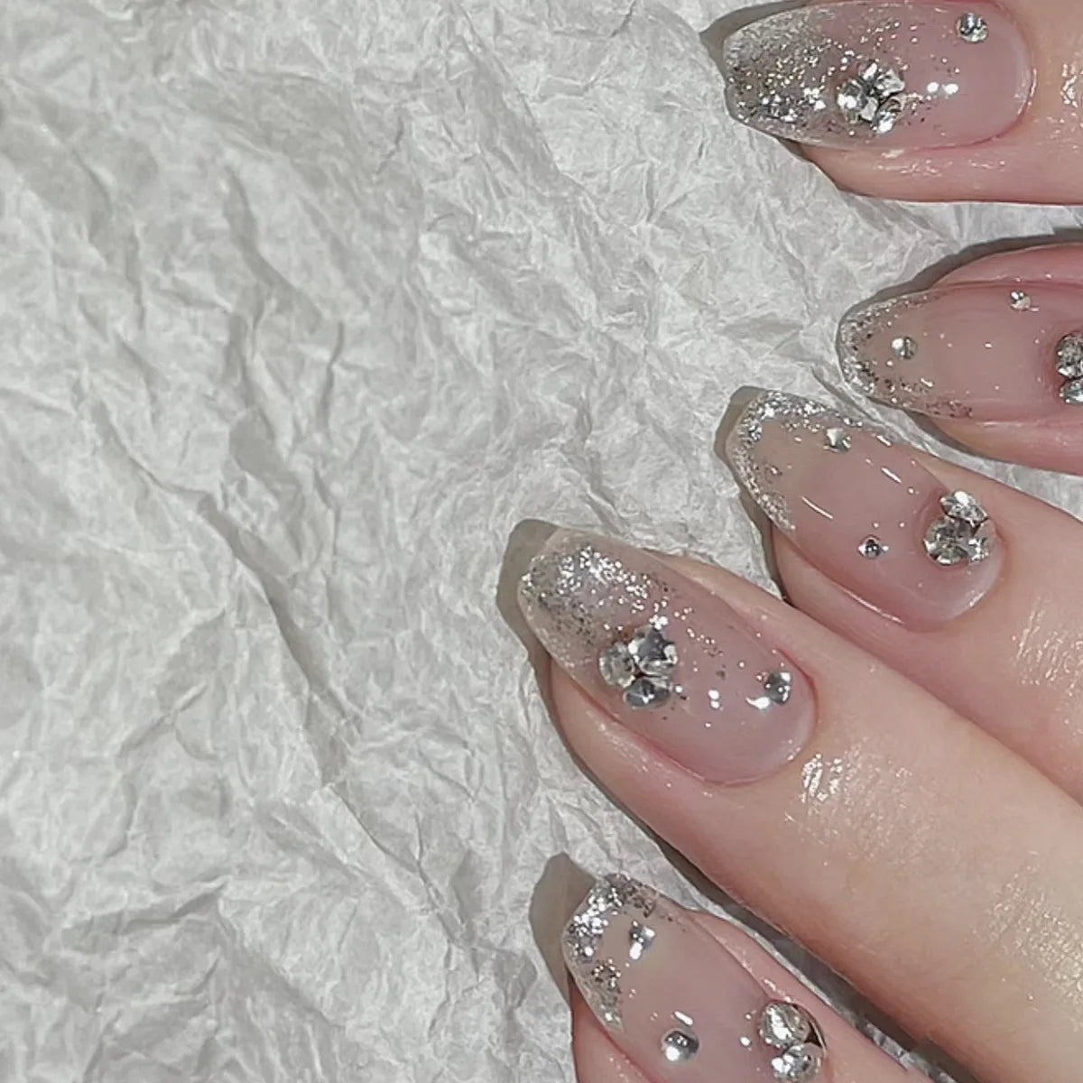 24Pcs Pink Cat Blue Love Cute Short Ballet Press on False Nails Sweet French Cat Eye Bow Star Designs Style Detachable Nails Set