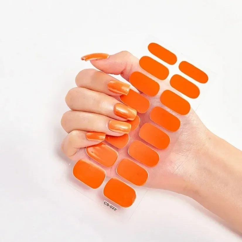 DIY Semi Cured Gel Nail Stickers Long-Lasting Solid Color Nail Strips Patch Slider Nail Sticker Full Cover Decal Manicure Patch