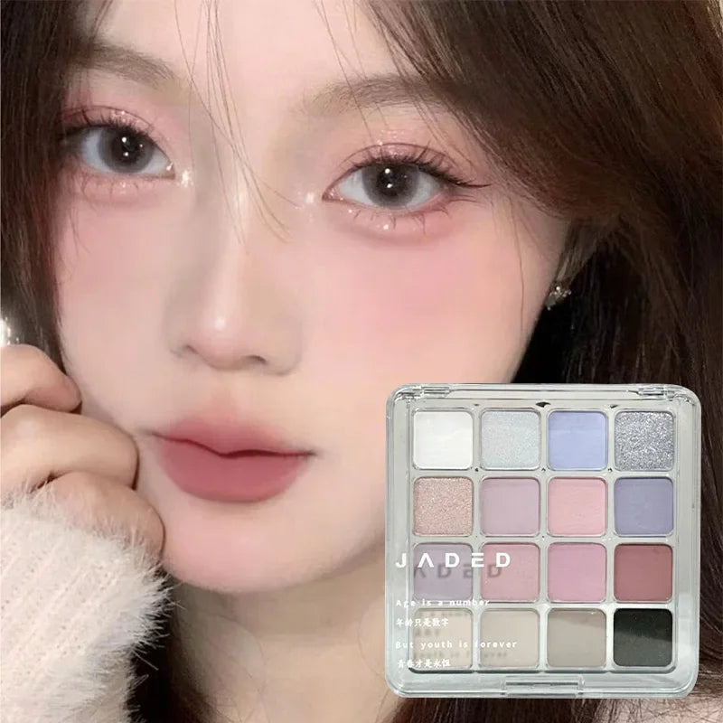 16 Colors Matte Eyeshadow New Square Eyeshadow Palette Matte Pearl Sequins Blush Eyeshadow Brighten Complexion