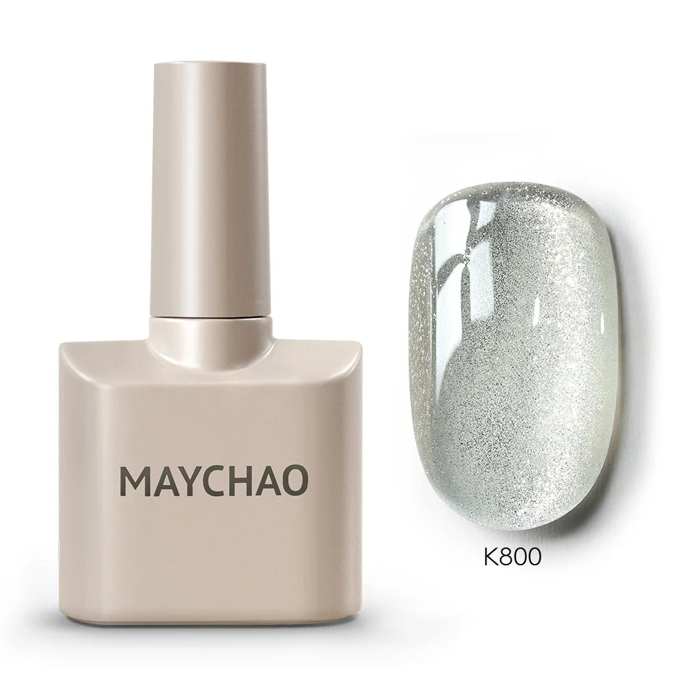 MAYCHAORomantic Galaxy Cat Eye Gel Nail Polish With Magnet Soak off UV Holographic Magnetic Rainbow Gel Polish for Nail Manicure