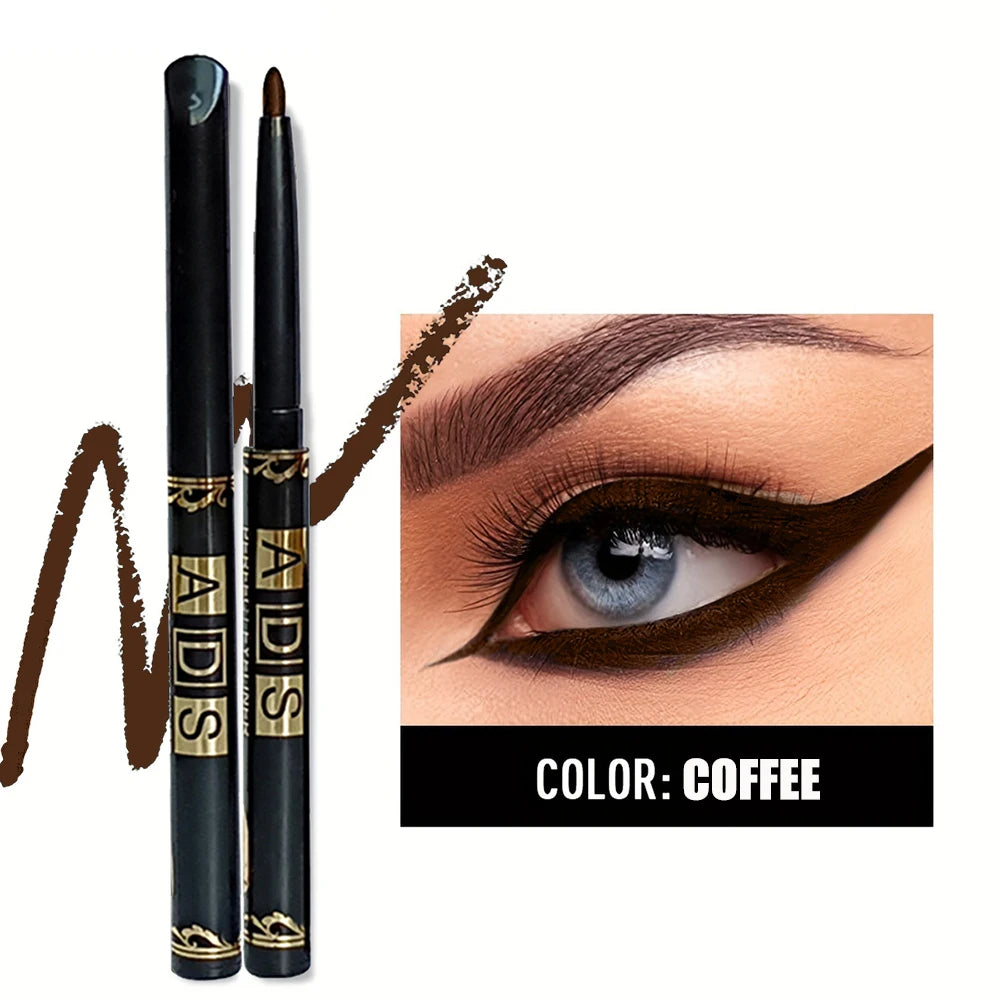 1Pc Black Coffee Waterproof Eyeliner Pencil Long Lasting Easy To Wear Eye Liner Gel Matte Quick Drying Eyeliner Pen Eye Makeup