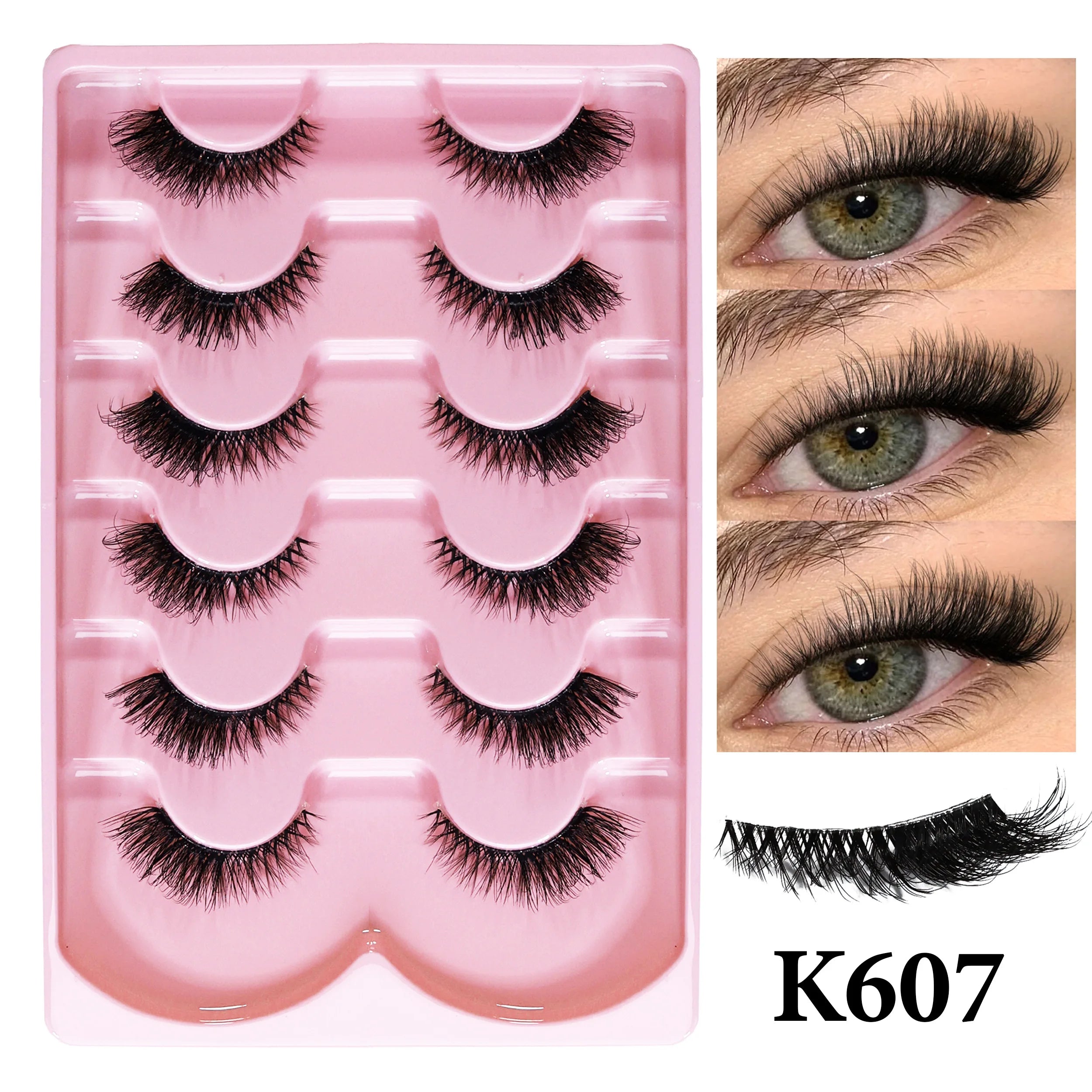 MIOFIA New 5 Pairs Fake Lashes D Curl Fluffy Soft Volume Eyelash Extensions Natural Look 3D Faux Mink False Eyelashes Makeup