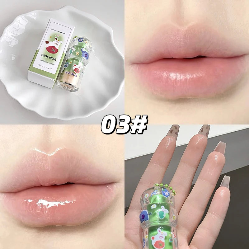 Gege Bear Fruit-Flavored Lip Balm Hydrating Cute Keychain Pendant Lipstick Long Lasting Moisturizing Reduce Lip Lines&Lip Base