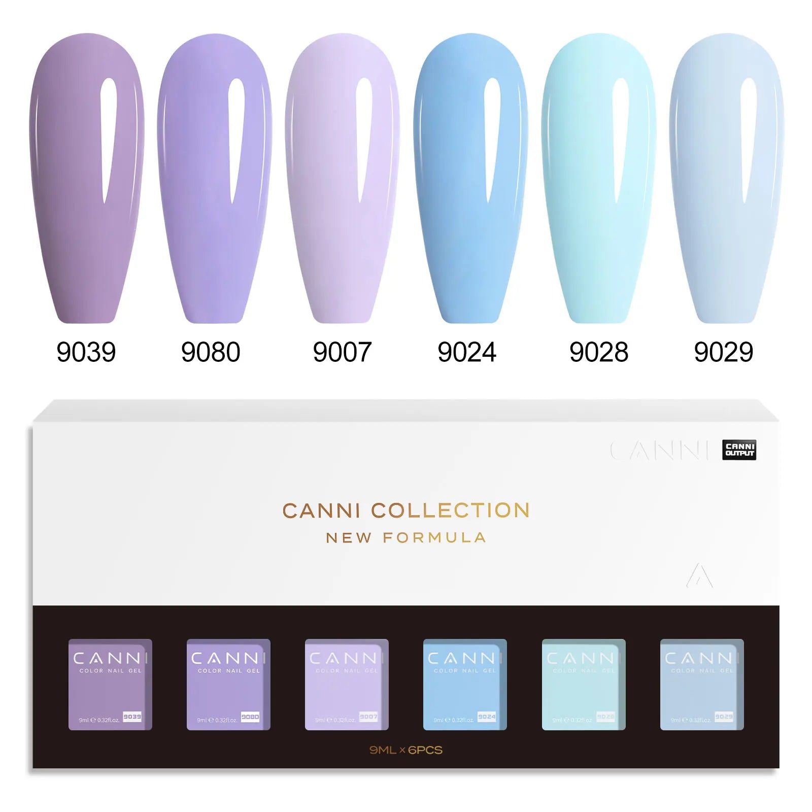 6pcs*9ml CANNI HEMA FREE Nail Gel Polish Set Gorgeous Color Semi Permanent Pigmented Painting Gel Soak off UV LED Gel Nails Kit