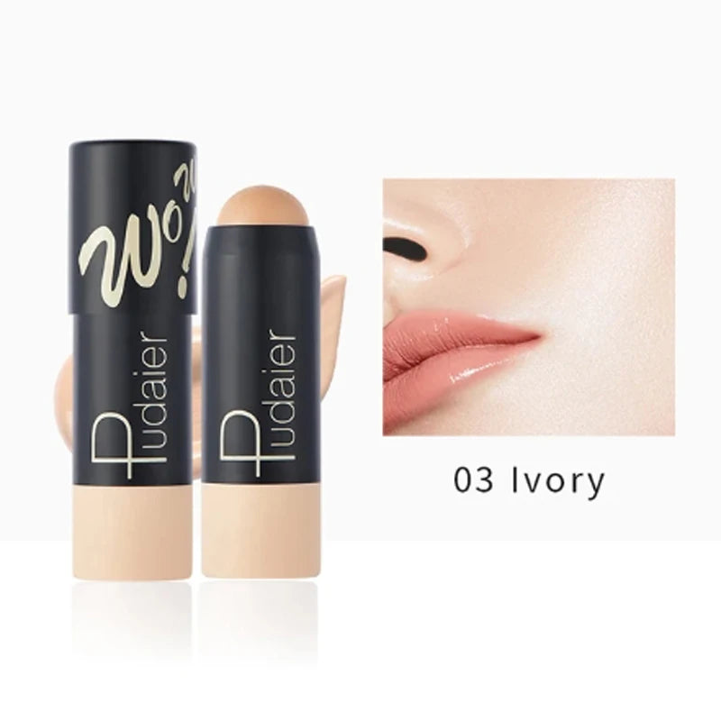 Full Coverage Lightweight Foundation Stick Contour Face Makeup Lasting Nude Foundation Base Hide Blemish Bronzer Cosmetics Brush