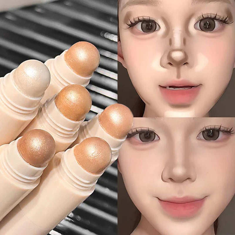 4 in 1 Contour Highlighter Stick 4 Colors Moisturizing Natural Matte Brown Nose Shadow Makeup Matte Shimmer Eyeshadow Stick Set