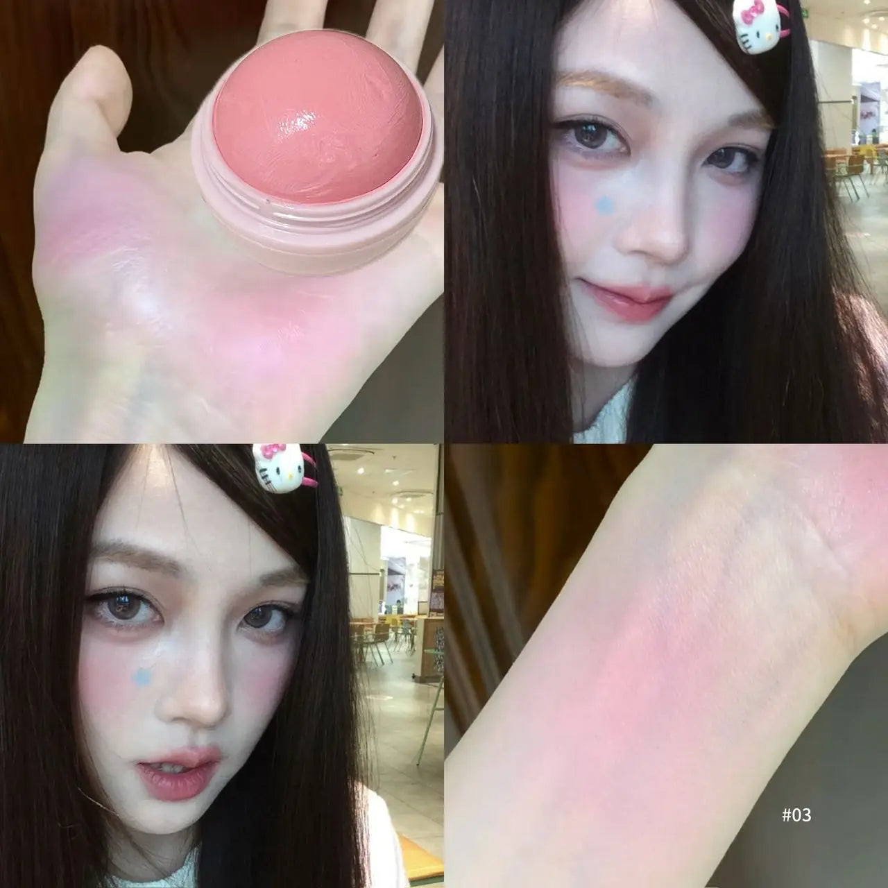 Herorange Peach Ball Cloud Velvet Blush Cream, Fine Powder Texture, Natural Three-Dimensional Effect, Brightening and Color-Enhancing, Dewy Blush, Long-Lasting Makeup, Suitable for Autumn and Winter