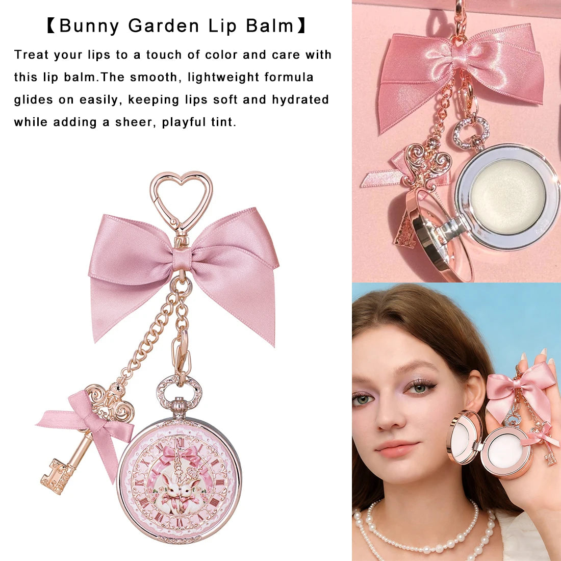 Flower Knows Cupid Sweetie Bear Face Powder with Solid Perfume Highlighter Pendant Long Lasting Portable Scent Makeup Decoration