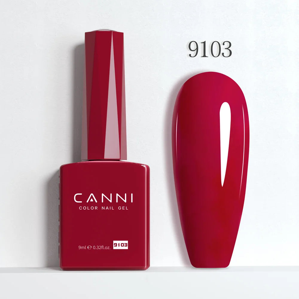 CANNI Hema Free Nail Gel Polish Fall Color Collection Semi Permanent Diamong Long Wear Top Coat Red Gorgeous JellyNude Color 9ml