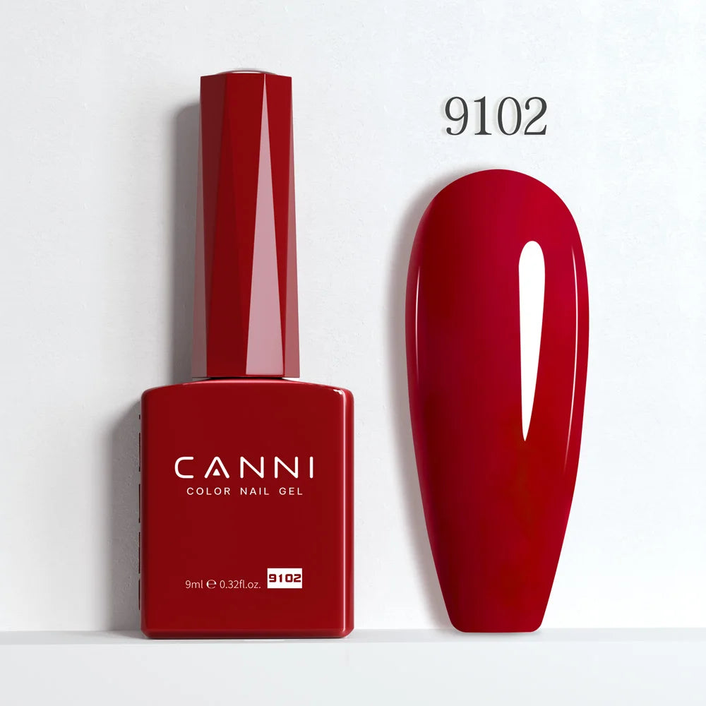 CANNI Hema Free Nail Gel Polish Fall Color Collection Semi Permanent Diamong Long Wear Top Coat Red Gorgeous JellyNude Color 9ml