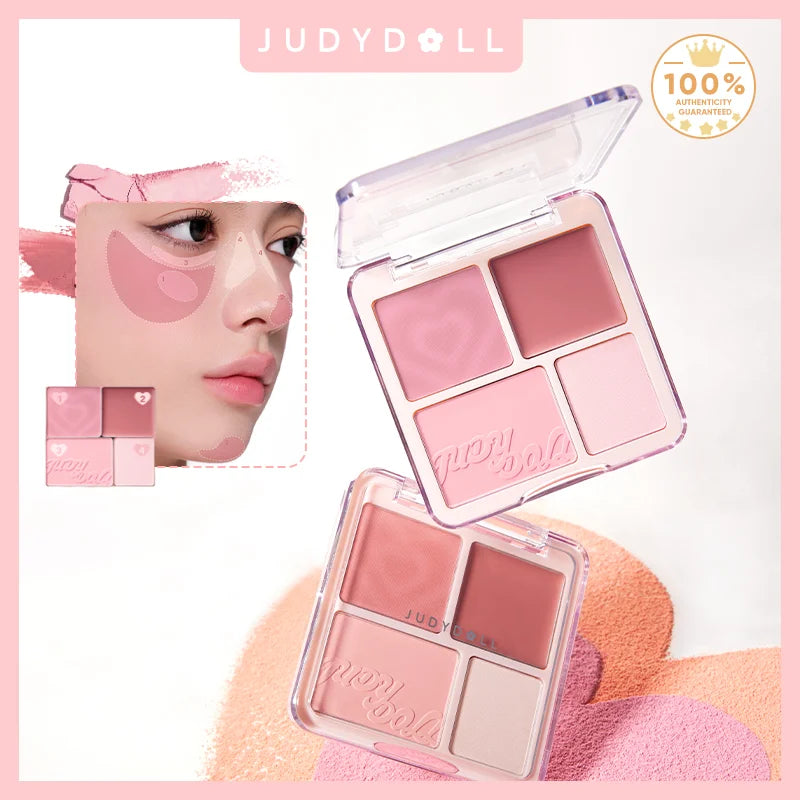 Judydoll 2-in-1 Blush & Highlighter Palette - Blush Cream, Radiant Matte Highlighter, Versatile Palette, Gift for Friend, Date
