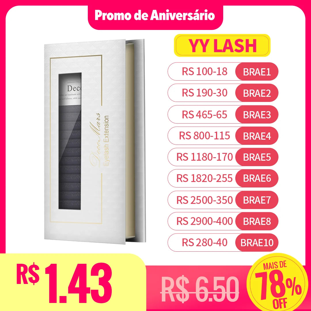 DeceMars YY Shape  Black Brown Eyelashes Extensions Two Tip Lashes C/D Curl  High Quality  Idividual