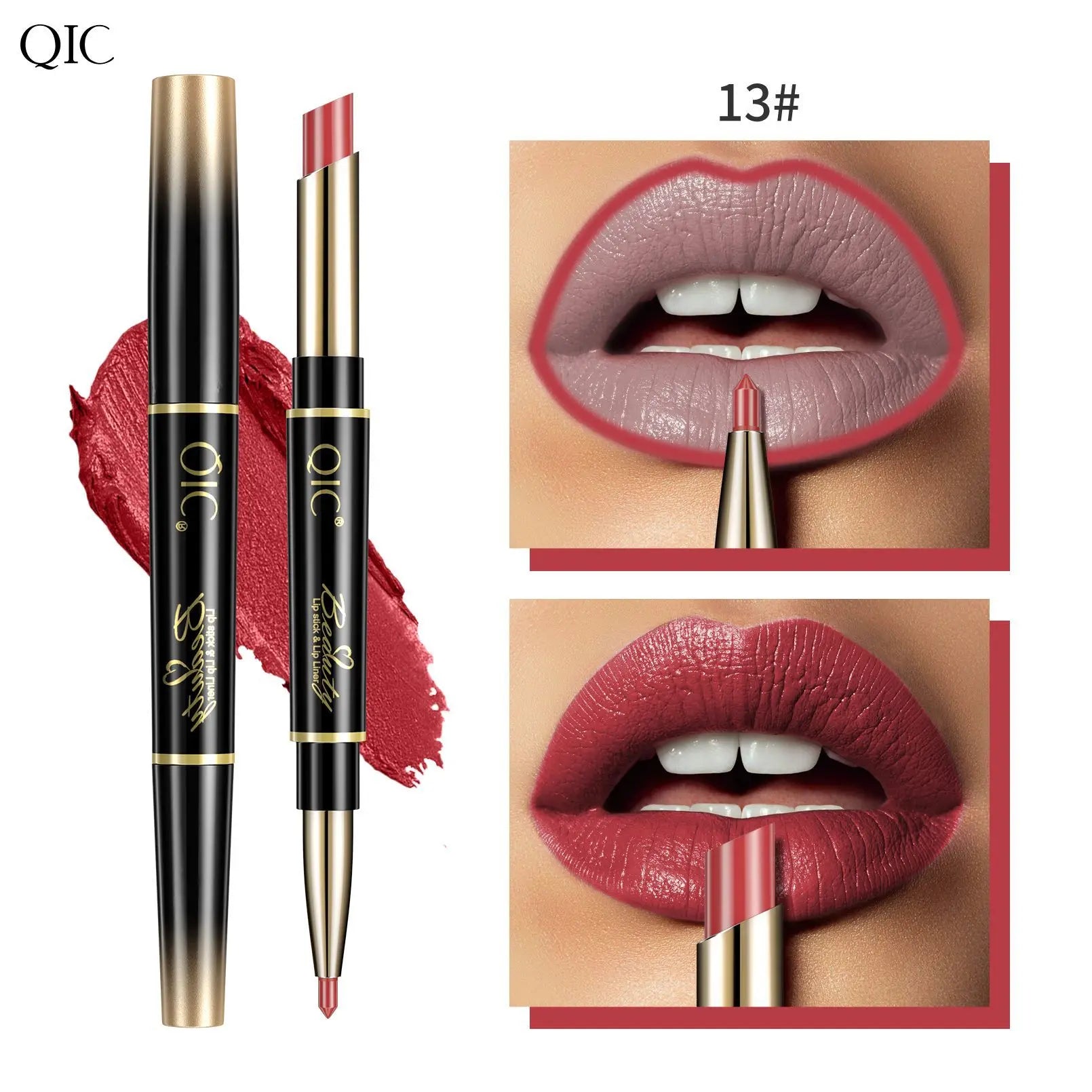 2 IN 1 Lip Liner Waterproof Nude Matte Lipstick Pencil Sexy Red Long Lasting Double Ended Lipliner Makeup Cosmetics For Women