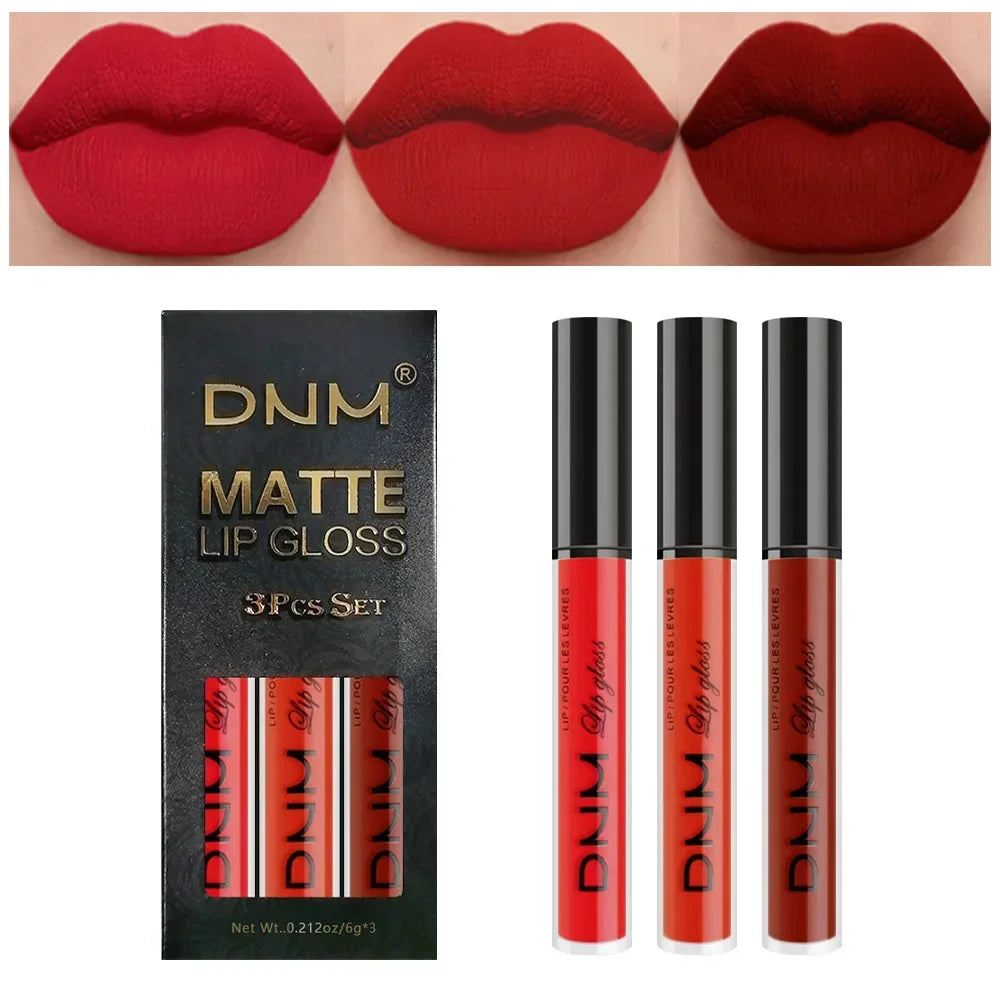 New 3pcs/set Liquid Lipstick Waterproof Long Lasting Cosmetic Black Blue Purple Green Matte Lip Gloss Nude Lip Tint Stain Makeup