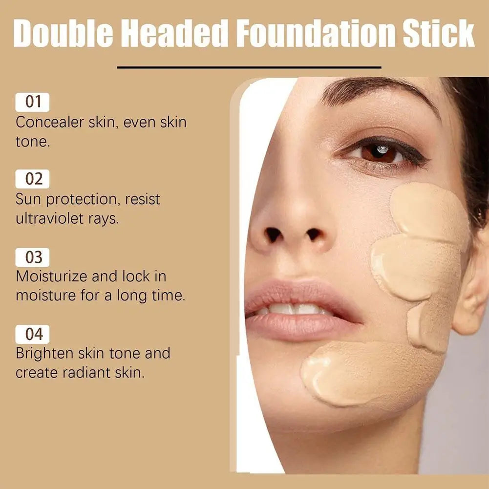 Face Foundation Stick With Brush, Velvet Moist Light Concealer Full Coverage Oil Control Dark Circles Corrector Facial Makeup