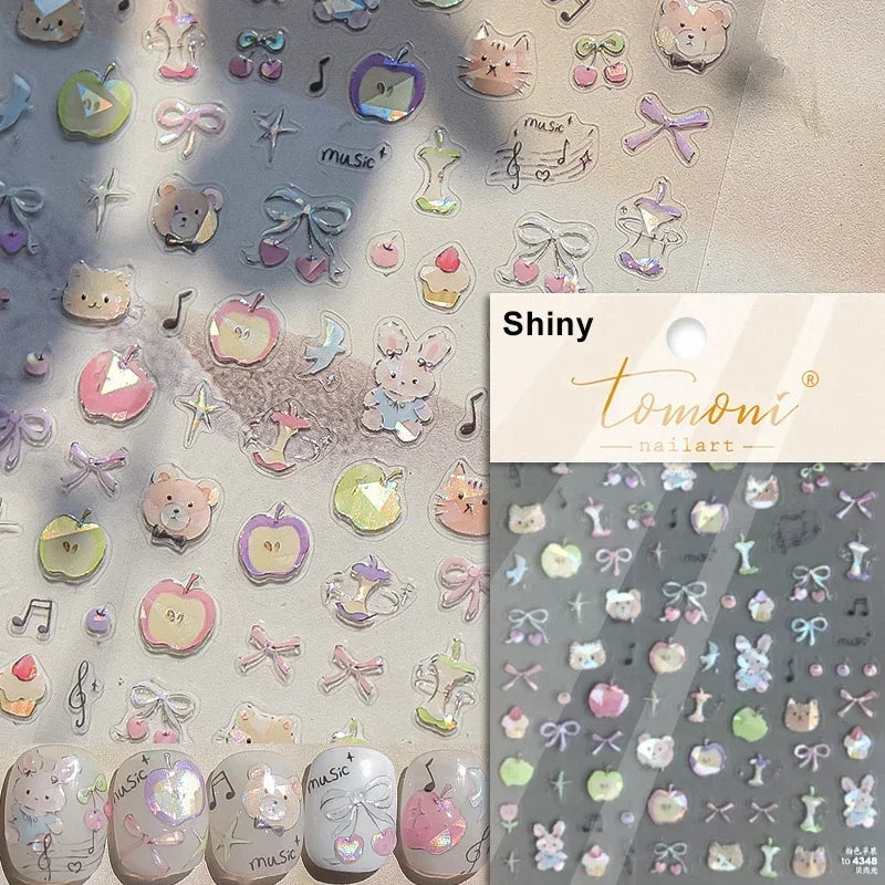 Cute Cat Eye Fishbone Animals Leopard Cat Ginger Cat Kitten Exclamation Point Paw Self Adhesive Nail Art Sticker Manicure Decals