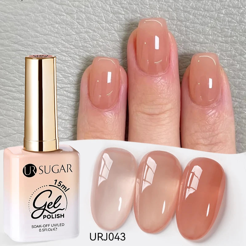 UR SUGAR 15ml Fiber Rubber Base Gel Upgrade Broken Nail Repaired Fiberglass Clear Quick Building UV Construction Gel Soak Off